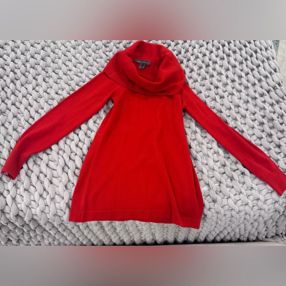 Red Cowl Neck Women's Sweater